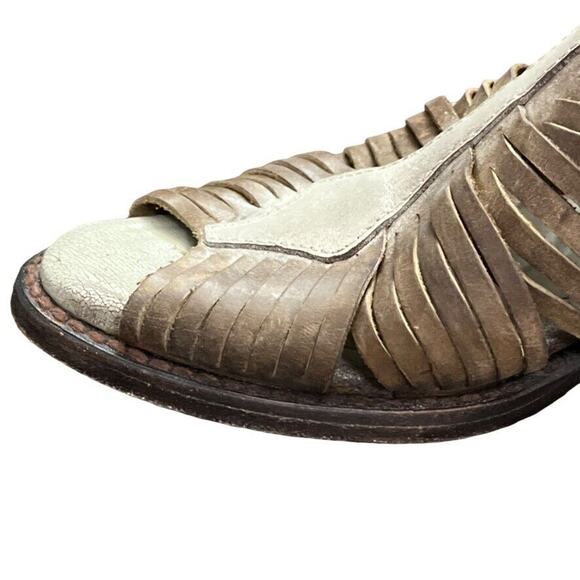 Freebird by Steven Arrow Womens Leather Block Heel Open Toe Booties Sandals sz 6 - Picture 5 of 16